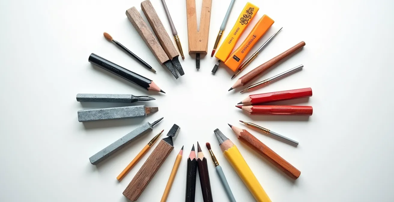 Axe Symbolique & Métaphorique : Palette abstraite avec nuances colorées représentant différents profils créatifs